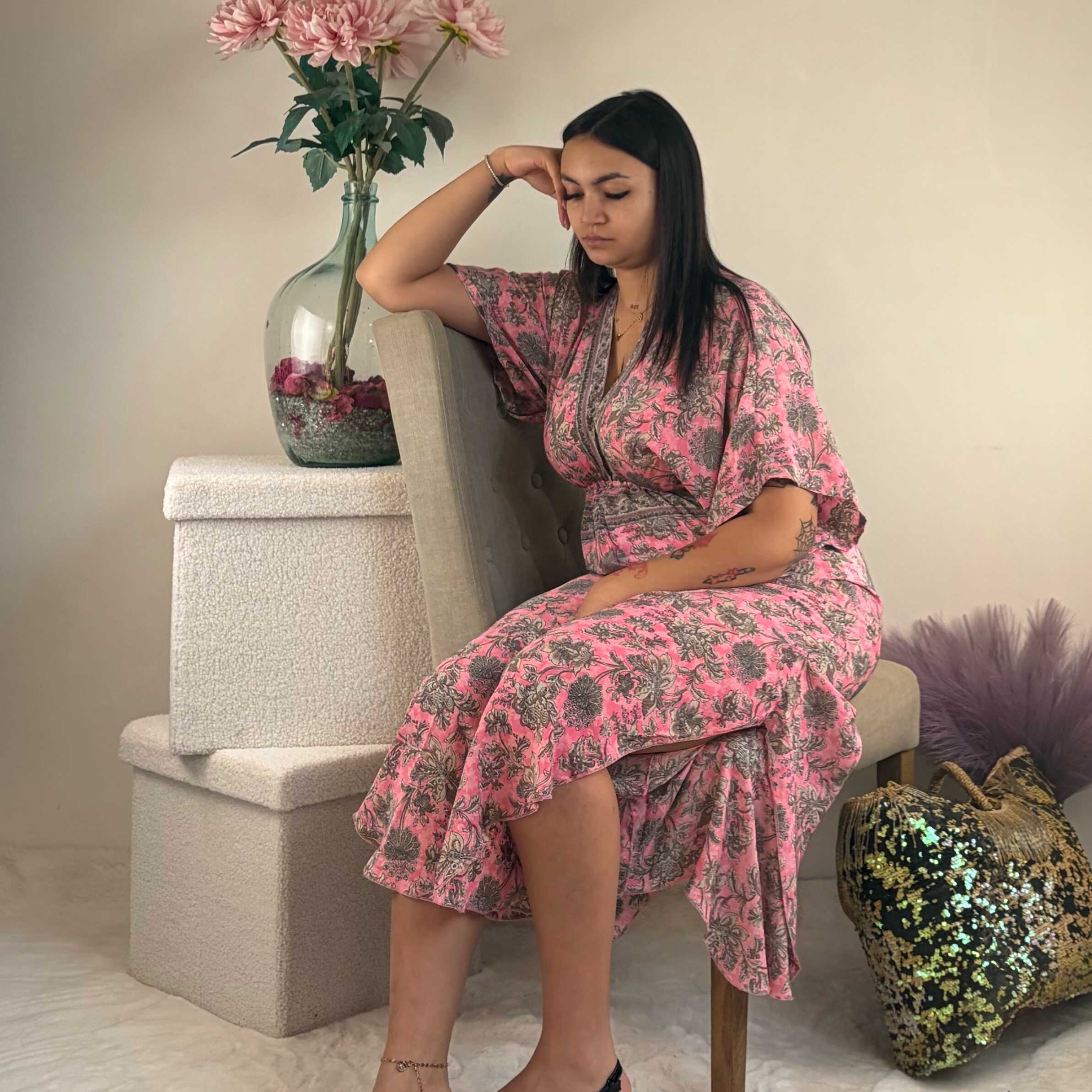 Boho-style printed silk jumpsuit